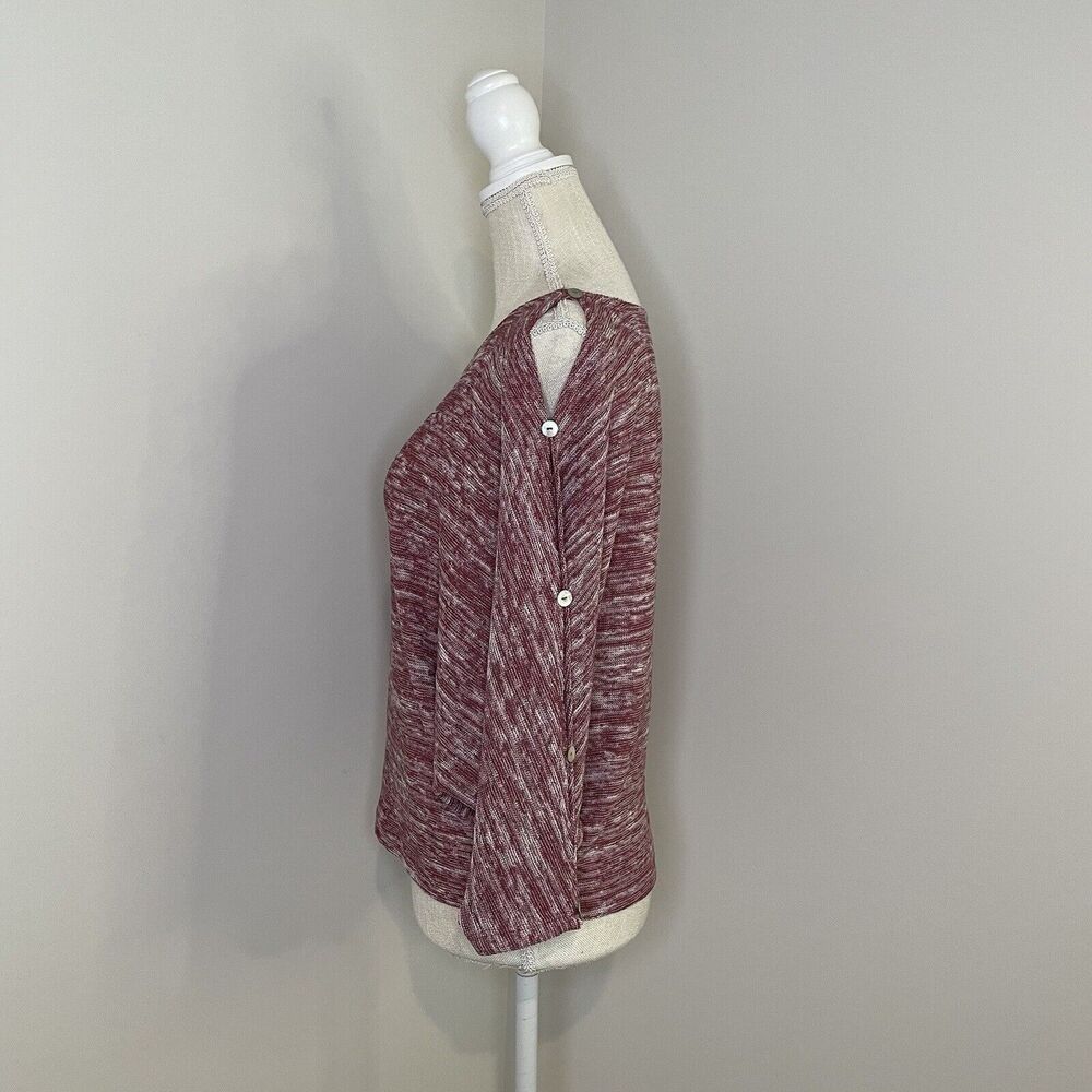 Postmark Anthropologie Malu Top Spacedye Cold Shoulder Knit Top Sweater Maroon S - Picture 4 of 12